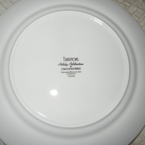 Christopher Radko Traditions Holiday Celebrations 1 dinner 1 Salad plate HOLLY - Picture 3 of 5